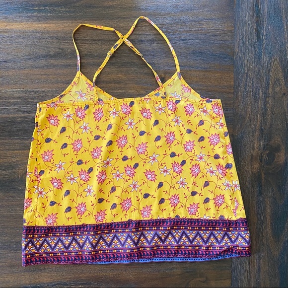 Hollister Mustard Yellow & Purple Floral Tank Top - Picture 5 of 7